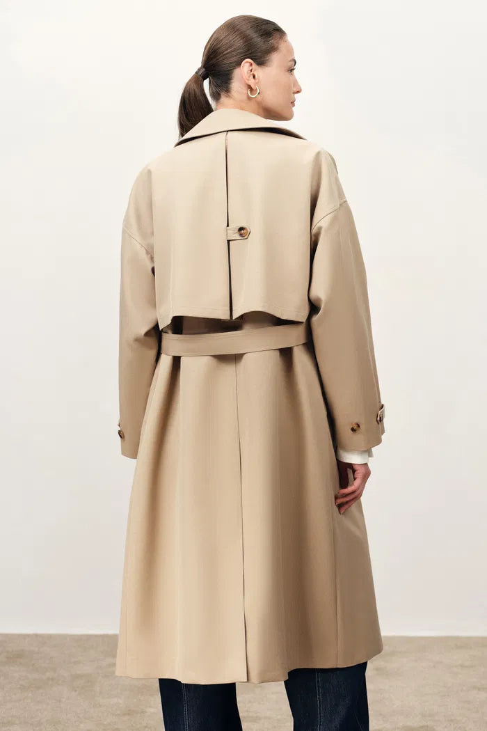 Aloisia Drop Shoulder Trench Coat in Cotton