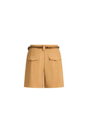 Billie Beaded Belt Tailored Shorts in Linen-Blend Suiting