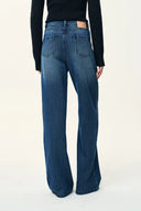 Ensemble assorti veste à poches plaquées rayée bleue délavée Colette et jean en denim chevrons