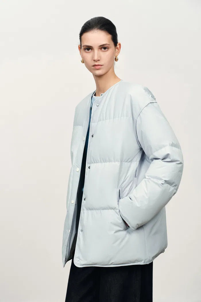 Dove Collarless Quilted Down Jacket in High Density Down Proof