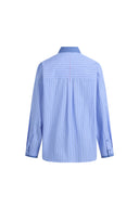 Blair Hemd mit kontrastierendem Kragen, gestreiftem Denim-Patchwork aus Baumwoll-Popeline