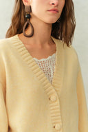 Daisy Openwork Embroidered Cardigan in Cotton Merino Wool Blend Knit