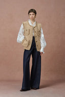 Blusa Cecilia con volantes y cuello en V en chiffon burnout