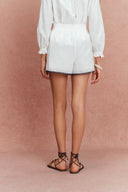 Celia Boho Embroidery Matching Blouse and Shorts Set in Silk-Cotton Blend
