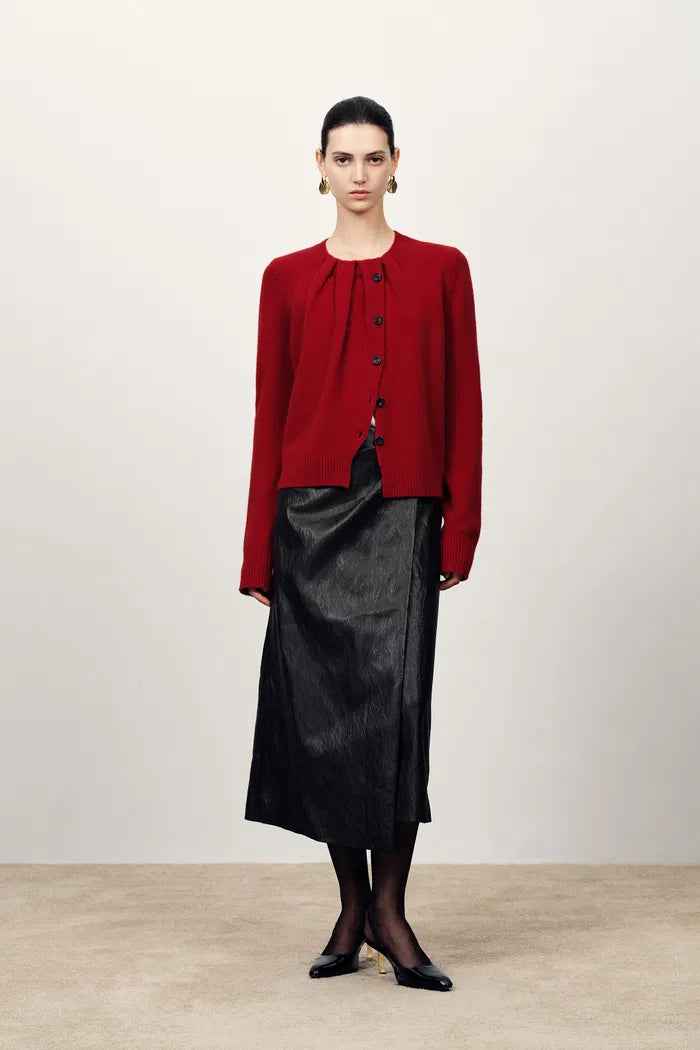 Cecilia Gathered Pleat Cardigan Merino-Cashmere Blend