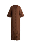 Sienna Embroidered Robe Dress in Linen Blend