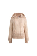 Stella Drawstring Sequined Hooded Sweatshirt in Mohair Sequin Yarn