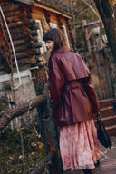 Manteau style trench Ostro en cuir synthétique ciré