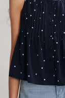 Top canotta Ellie a pois in misto lino