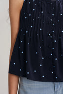 Ellie Polka Dot Cami Top and Skirt Matching Set in Linen Blend