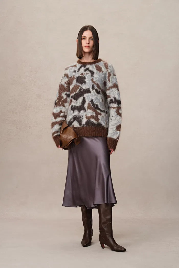 Fera Leopard Jacquard Sweater in Kid Mohair Blend Knit – fbrq.com Fera Leopard Jacquard Sweater in Kid Mohair Blend Knit – fbrq.com