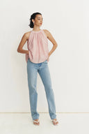 Top Camisole Rose à Col Halter Leah en Lyocell