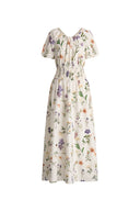 Vestido floral pintado a mano Mia en seda y algodón