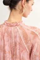 Xyla Semi Sheer Blouse in Silk Crepe with Paisley