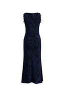 Stella Fringed Sleeveless Midi Dress in Cotton-Elite Yarn Knit