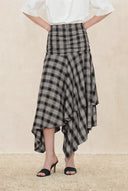 Gracie Ruched Asymmetric Plaid Skirt