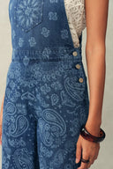 Salopette Hazel in Denim con Stampa Paisley Laser in Denim di Cotone