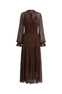 Vestido Anselm con lunares, volante en el borde y vestido interior de forro