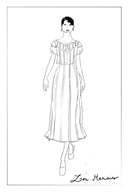 Elise Lace Embroidered Puff Sleeve Waist Cinched Dress in Cotton Jacquard