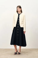 Rosie Revers-Tweed-Kleid mit Taillierung aus französischem Bouclé