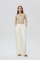 Louise Textured Loose Boho Pants in Wrinkled Satin