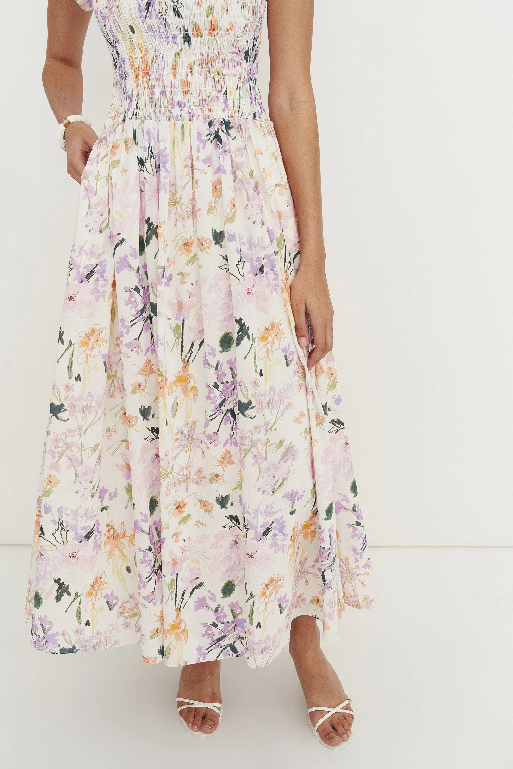 Serenity Flutter Sleeve Flora Dress in Cotton S