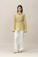 Xena Handgeparelde Riem Tailleblouse in Acetaatmix