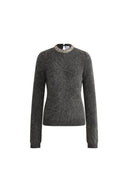 Violet Crystal Embellishment Collar Sweater in Alpaca Blend