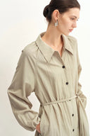 Lyra Wrinkled Look Shirt Dress in Crinkled Nylon