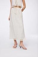 Velia Fringed Vest Set in Cotton Linen