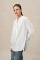 Blusa Lila con cuello alto en Tencel y algodón