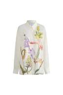 Brielle Oversized Flora Shirt in Silk-Linen Georgette