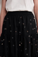 Emily Hand Beaded Sequin Embroidered Maxi Skirt in Beaded Wool Blend