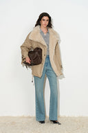 Isolde Drawstring Waist Parka Jacket in 90% White Goose Down