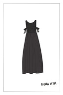 Sama Maxikleid aus gemischten Stoffen aus Stretch-Seide und Mikroplissee-Nylon
