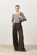 Luna Cold Shoulder Floral Tulle Tassel Sweater in Merino Wool