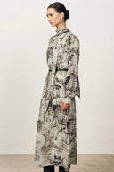 Eira Band Langarm Bedrucktes Kleid aus Cupro