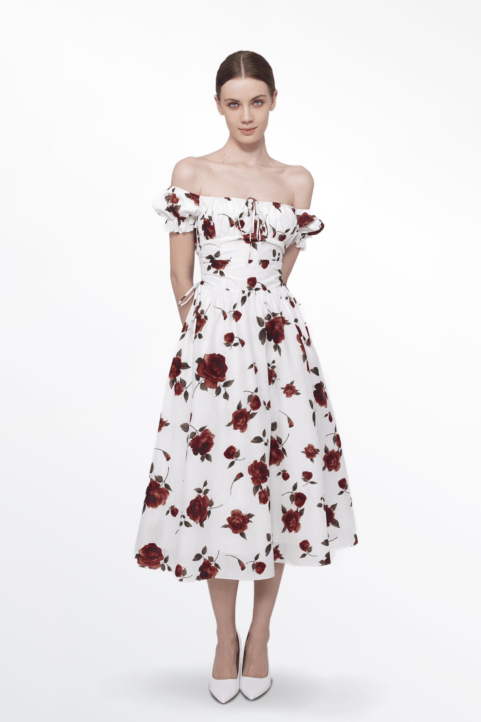 Belle Rose Print Dress in Silk Cotton Blend