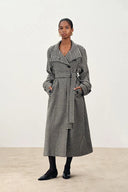 Saki Reversible Long Coat in Merino Houndstooth