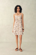Sarah Handpainted  Waterlily Square Neck Sleeveless Short Cami Dress in Cotton