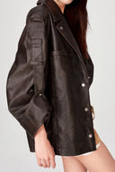 Irina Vintage Biker Jacket in Vegan Leather