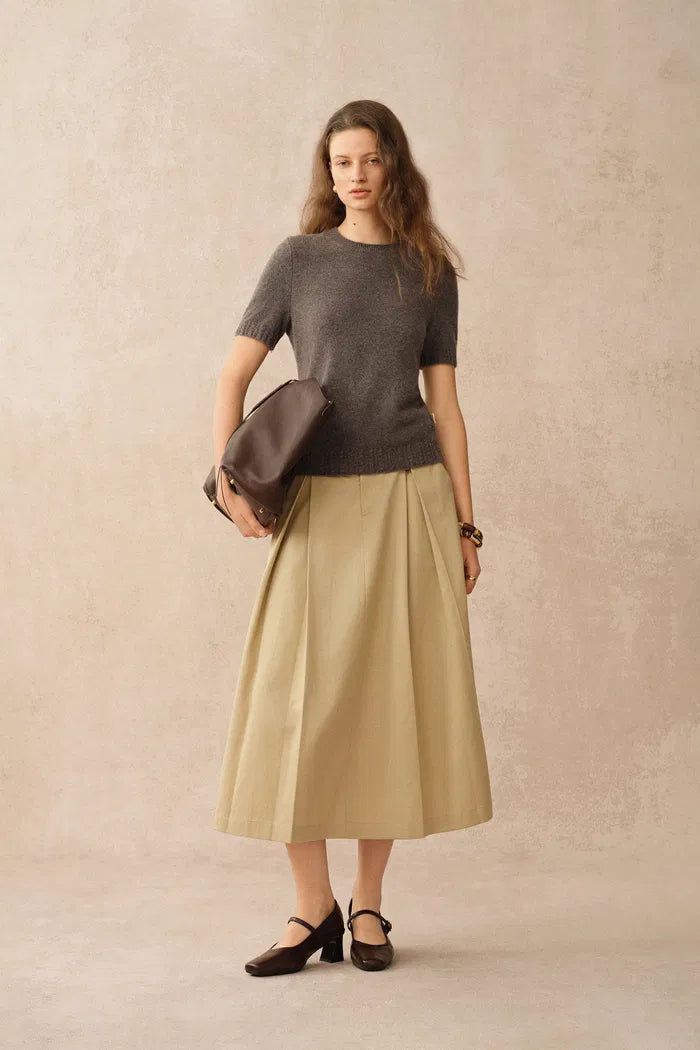 Miya Crew Neck Short Sleeve Top in Merino Wool Knit