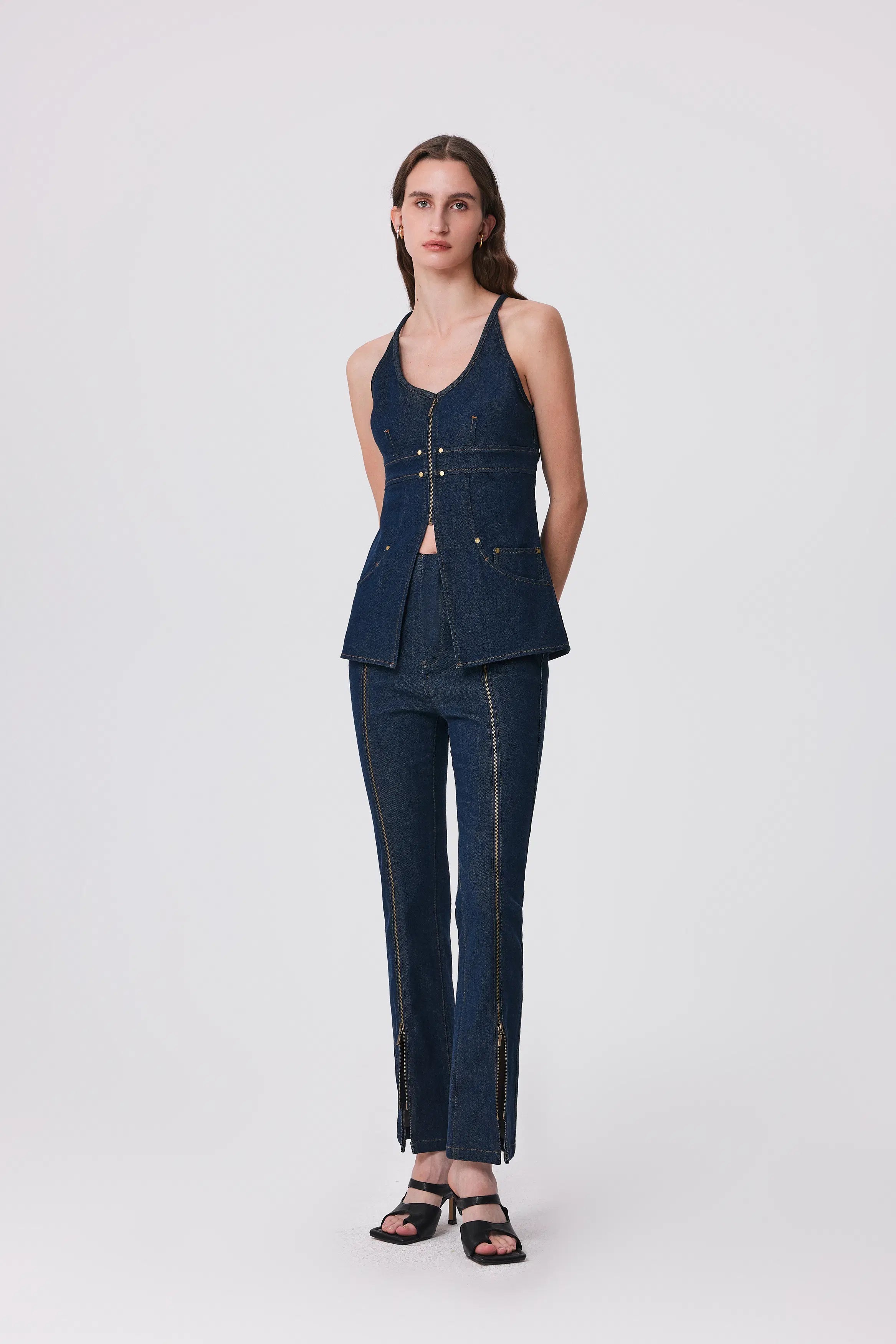 Gus Peplum Vest Tencel Denim