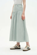 Falda de mezclilla plisada Rose en denim de verano - mezclilla azul lavado claro