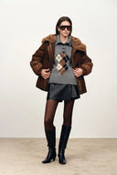 Giacca imbottita trapuntata con colletto staccabile Emma in velluto a coste di cotone