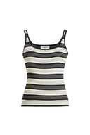 Débardeur Sans Manches Col Carré Ajusté Liz en Maille Côtelée Très Extensible