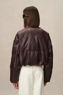 Thebe Faux Leather Puffer Jacket in Vegan Leather