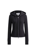 Vivi Kapuzen-Enganliegender Cardigan aus Merinowollstrick