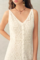Louise Faux Crochet Cover Up Sleeveless Dress in Cotton Yarn Blend
