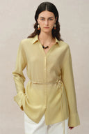 Xena Handgeparelde Riem Tailleblouse in Acetaatmix